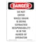 Signmission OSHA Danger Sign, 10" Height, Rigid Plastic, Do Not Enter While Grain Is Being, Portrait OS-DS-P-710-V-1930 - alternate 1